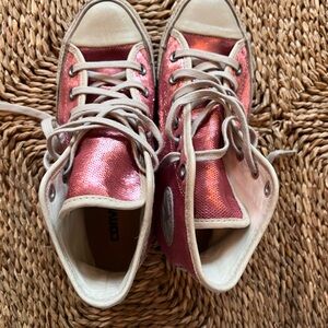 Pink Sequins Distressed Converse